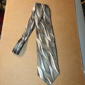 🎊*HP*🎊Puritan Mens Silk Tie With Abstract Wave Design In Brown & Beige Tones